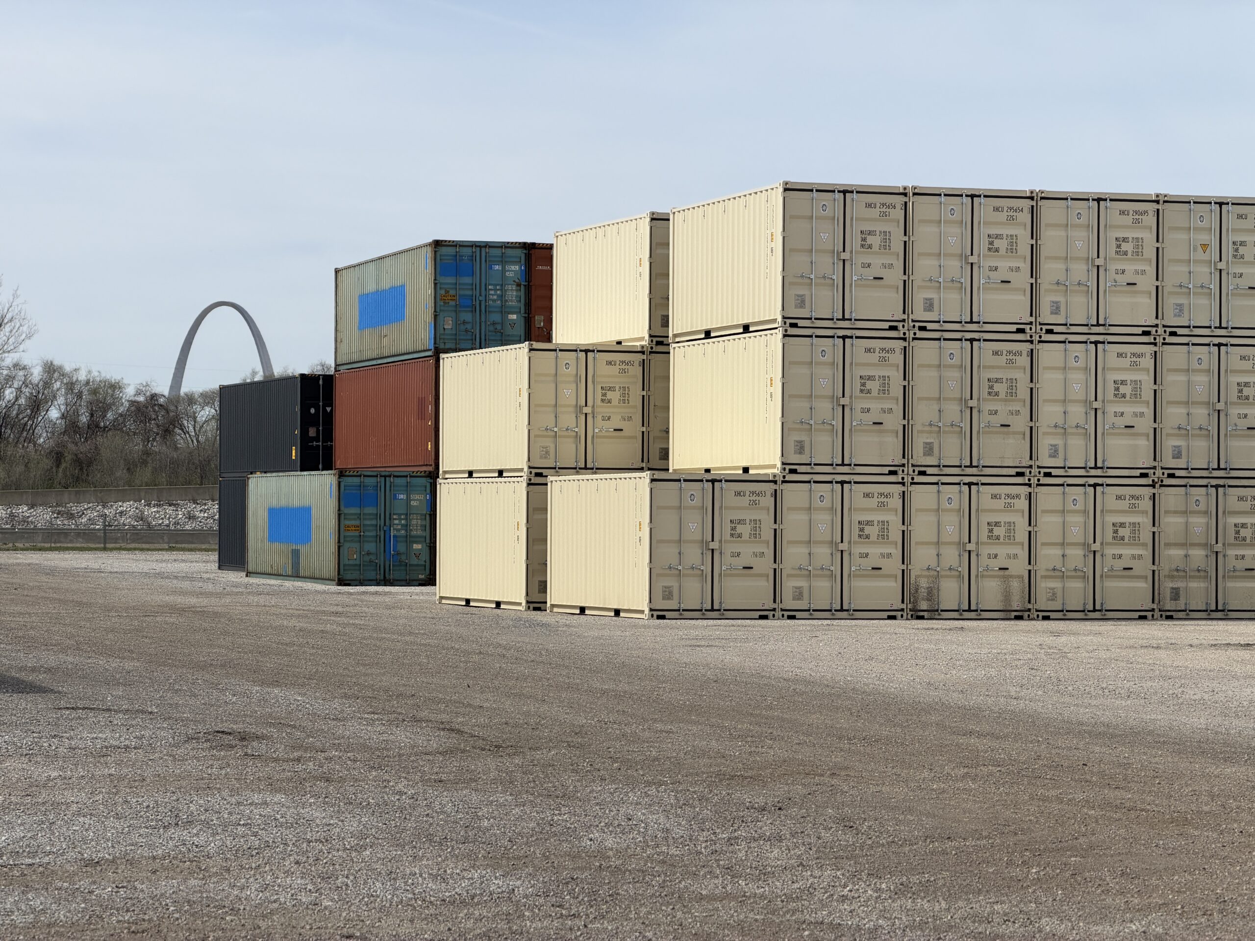 River-Roads Container Depot with Shipping Containers in Storage Stacks