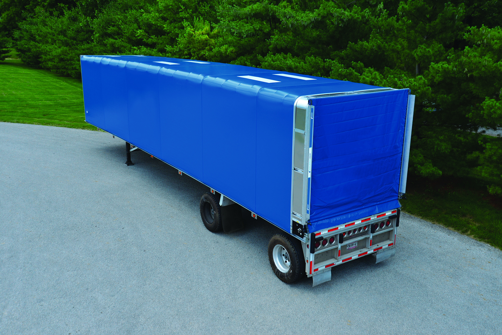 Conestoga 4 Aero Conestoga tarp system on flatbed trailer
